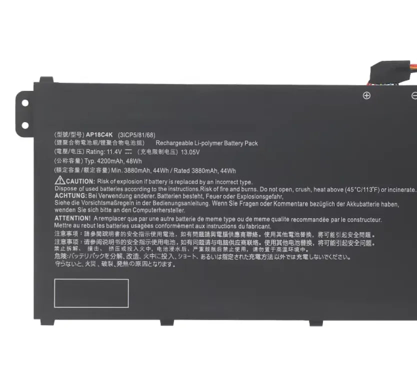 Replacement Acer AP18C4K P214-52G A515-43/44 EX214-51G A515 48Wh Laptop Battery