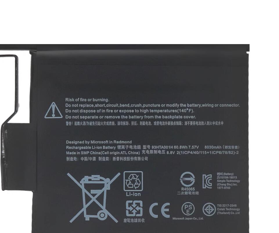 G3HTA001H 取代 Microsoft Surface Book 1785 8030mAh 60.8Wh