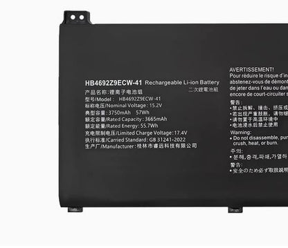 HB4692Z9ECW-41 Battery for Huawei WAQ9HNR WAH9P Matebook D 14 57Wh