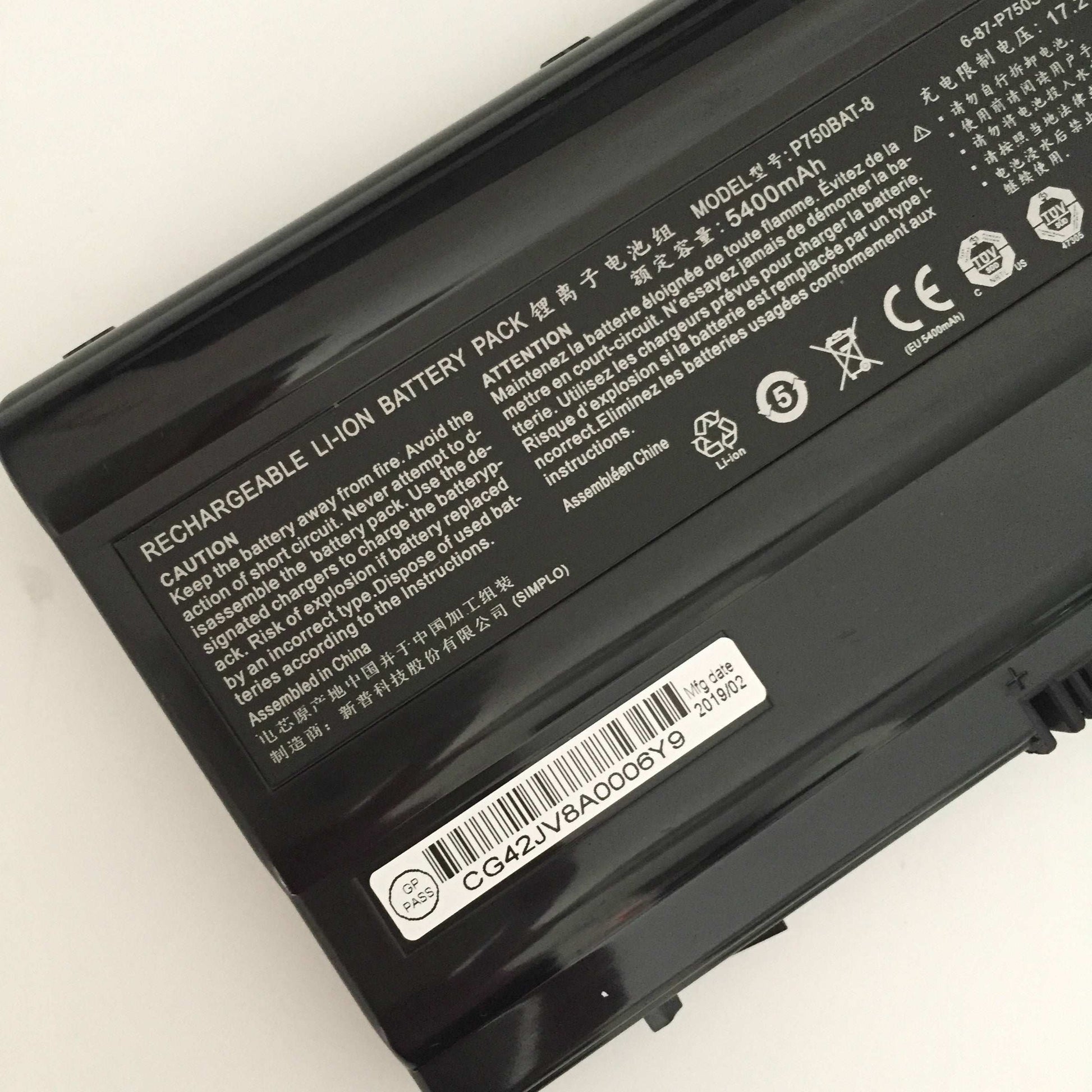 Replacement Clevo P750BAT-8 6-87-P750S-4273 P750DM3-G P750S P750ZM Battery