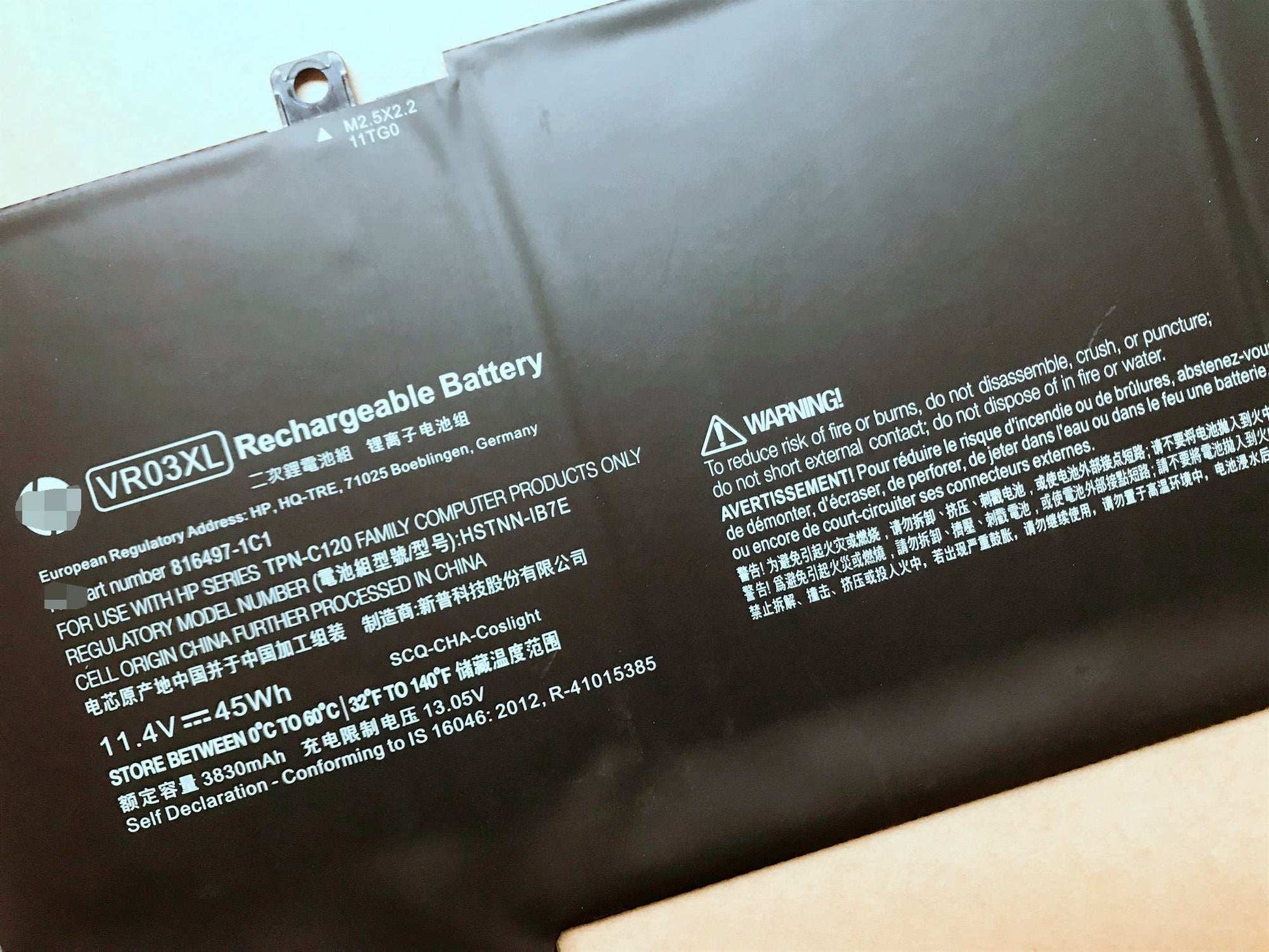 Replacement Hp VR03XL HSTNN-1B7E 816497-1C1 45Wh Laptop Battery