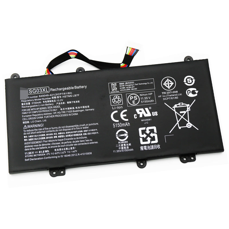 Hp SG03XL 849315-856 HSTNN-LB7E HSTNN-LB7F 更換筆記型電腦電池