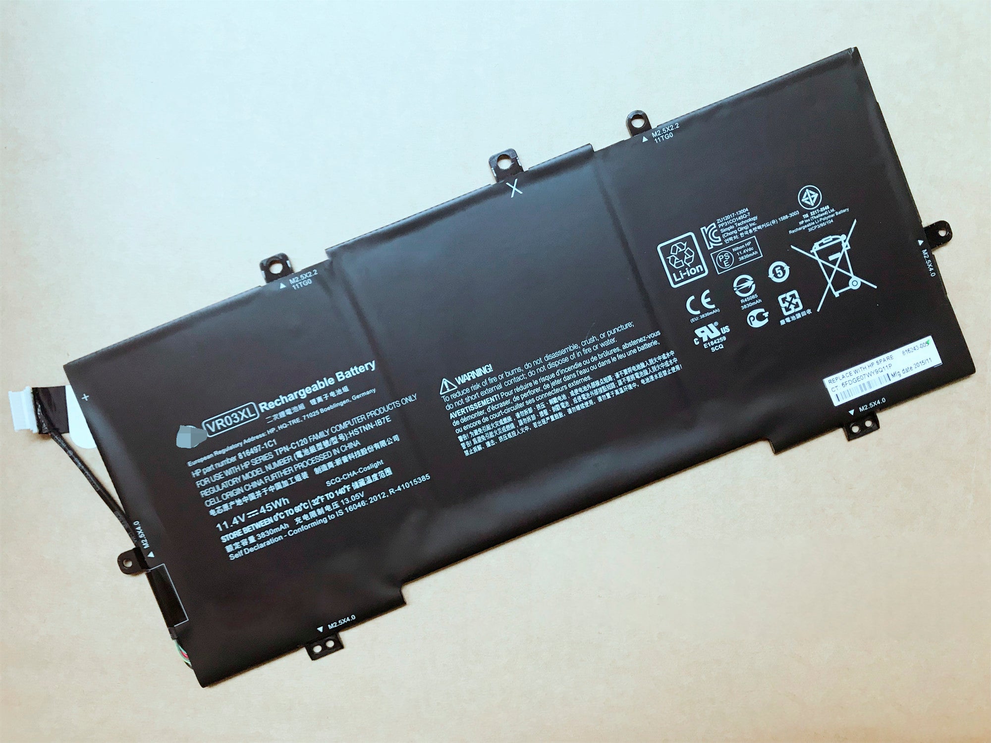 Replacement Hp VR03XL HSTNN-1B7E 816497-1C1 45Wh Laptop Battery